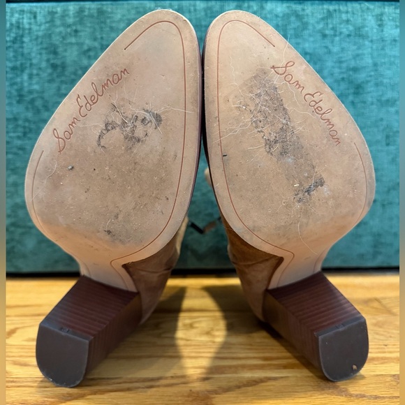 Sam Edelman Blake Brown Suede Ankle Boots Block Heel Size 10 - Picture 9 of 10